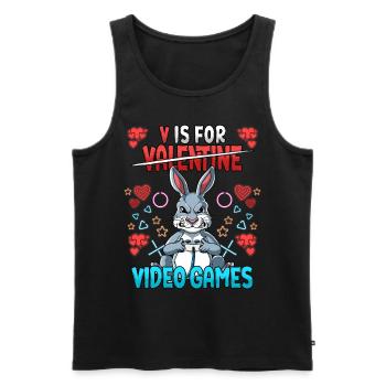 V Is For Video Games Valentinstag Gamer - Männer Premium Bio Tank Top - Schwarz - Vorne - Michal (187cm)