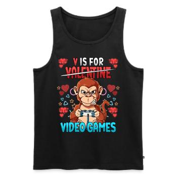 V Is For Video Games Valentinstag Gamer - Männer Premium Bio Tank Top - Schwarz - Vorne - Michal (187cm)