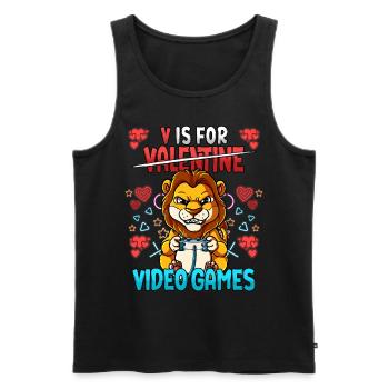 V Is For Video Games Valentinstag Gamer - Männer Premium Bio Tank Top - Schwarz - Vorne - Michal (187cm)