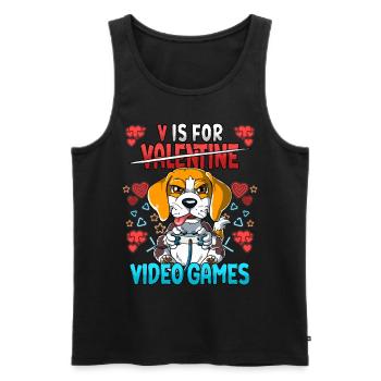 V Is For Video Games Valentine's Day Gamer - Men's Premium Organic Tank Top - black - Front - Michal (187cm)