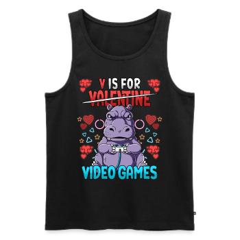 V Is For Video Games Valentinstag Gamer - Männer Premium Bio Tank Top - Schwarz - Vorne - Michal (187cm)