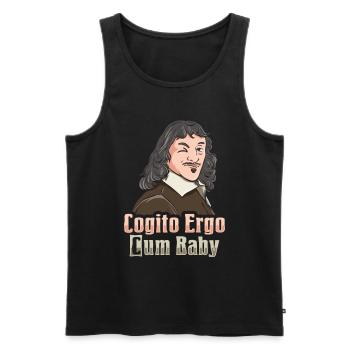 Descartes Cogito Ergo Philosophy - Men's Premium Organic Tank Top - black - Front - AI Model Male 178 light (178cm)