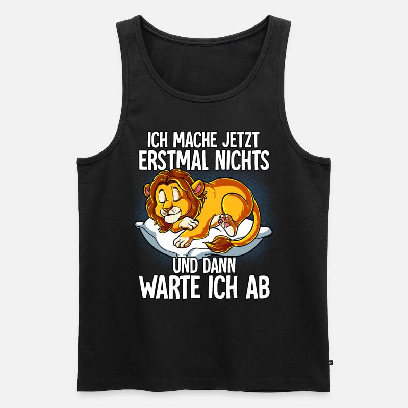 Langschläfer Löwe Müde Schlaf - Männer Premium Bio Tank Top - Schwarz
