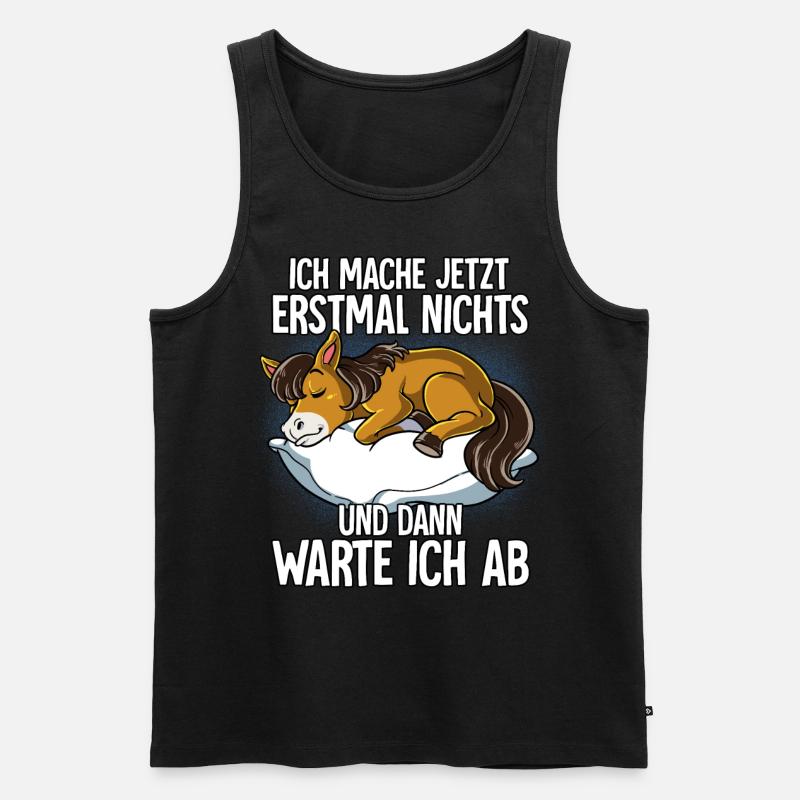 Langschläfer Pferd Müde Schlaf - Männer Premium Bio Tank Top - Schwarz