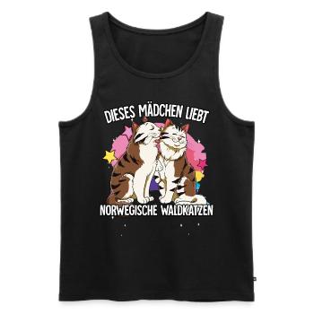 Dieses Mädchen liebt Norwegische Waldkatzen - Männer Premium Bio Tank Top - Schwarz - Vorne - AI Model Male 178 light (178cm)