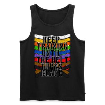 Training Kampfsport Schwarzgurt Karate Jiu Jitsu - Männer Premium Bio Tank Top - Schwarz - Vorne - Michal (187cm)