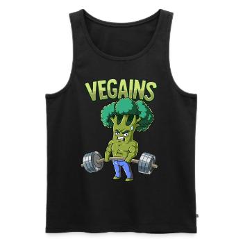 Vegains Vegan Bodybuilding Fitness Gym - Débardeur bio Premium Homme - noir - Devant - Michal (187cm)