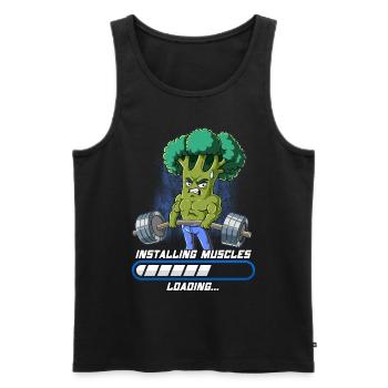 Brokkoli Muskeln Aufbauen Bodybuilding Fitness Gym - Männer Premium Bio Tank Top - Schwarz - Vorne - Michal (187cm)
