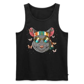 60s 70s Costume Groovy Hippie - Men's Premium Organic Tank Top - black - Front - Michal (187cm)