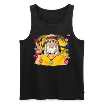 60s 70s Costume Groovy Hippie - Débardeur bio Premium Homme - noir - Devant - Michal (187cm)