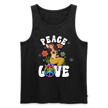 années 60 70 Costume Paix Amour Hippie - Débardeur bio Premium Homme - noir - Devant - Michal (187cm)