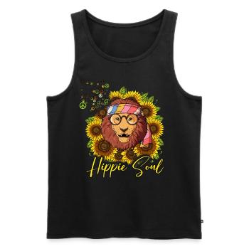 60s 70s Costume Hippie Soul - Débardeur bio Premium Homme - noir - Devant - AI Model Male 178 light (178cm)
