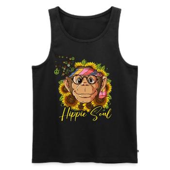 60s 70s Costume Hippie Soul - Débardeur bio Premium Homme - noir - Devant - Michal (187cm)