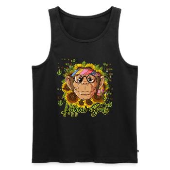 60s 70s Costume Hippie Soul - Débardeur bio Premium Homme - noir - Devant - Michal (187cm)
