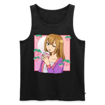 Kawaii Anime Girls Lait de fraise - Débardeur bio Premium Homme - noir - Devant - Michal (187cm)