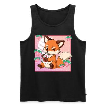 Kawaii Fuchs Erdbeermilch - Männer Premium Bio Tank Top - Schwarz - Vorne - Michal (187cm)