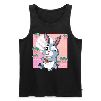 Kawaii Lait de fraise de lapin - Débardeur bio Premium Homme - noir - Devant - AI Model Male 178 light (178cm)