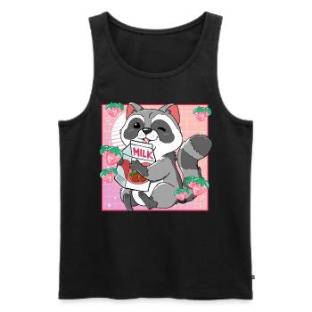 Kawaii Waschbär Erdbeermilch - Männer Premium Bio Tank Top - Schwarz - Vorne - Michal (187cm)