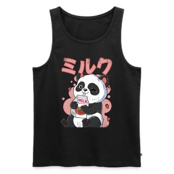Kawaii Panda Strawberry Milk - Men's Premium Organic Tank Top - black - Front - Michal (187cm)