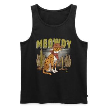 Conception de chat Meowdy Chat - Débardeur bio Premium Homme - noir - Devant - Michal (187cm)