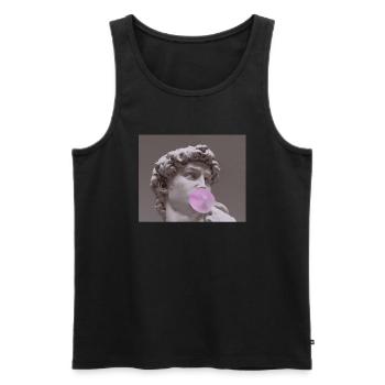 Michelangelo-David-Statue mit Kaugummi für einen - Männer Premium Bio Tank Top - Schwarz - Vorne - AI Model Male 178 light (178cm)