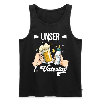 Erster Vatertag - Männer Premium Bio Tank Top - Schwarz - Vorne - Michal (187cm)