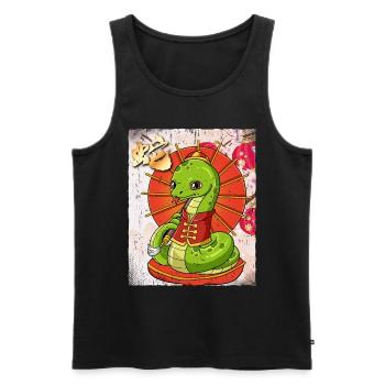 Année du Serpent Nouvel An lunaire chinois - Débardeur bio Premium Homme - noir - Devant - Michal (187cm)