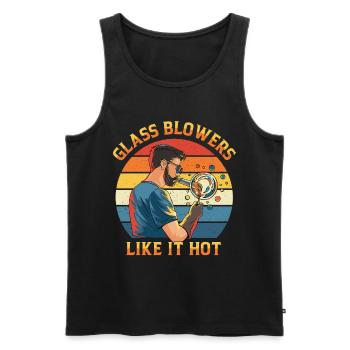 Handblown glass design for a glassblower - Men's Premium Organic Tank Top - black - Front - AI Model Male 178 light (178cm)