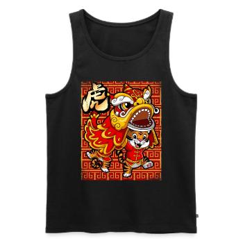 Year of the Tiger Lunar New Year Chinese - Men's Premium Organic Tank Top - black - Front - Michal (187cm)