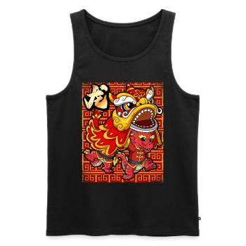 Année du Dragon Nouvel An lunaire chinois - Débardeur bio Premium Homme - noir - Devant - AI Model Male 178 light (178cm)