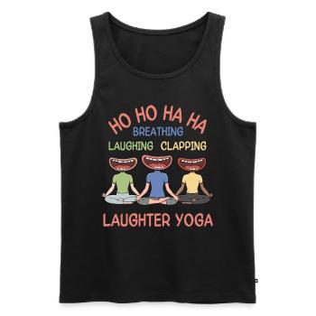 Respirer, rire, applaudir, rire yoga - Débardeur bio Premium Homme - noir - Devant - AI Model Male 178 light (178cm)