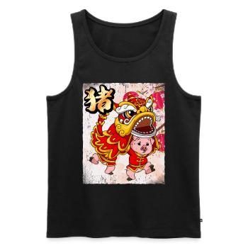 Année du Cochon Nouvel An lunaire chinois - Débardeur bio Premium Homme - noir - Devant - AI Model Male 178 light (178cm)