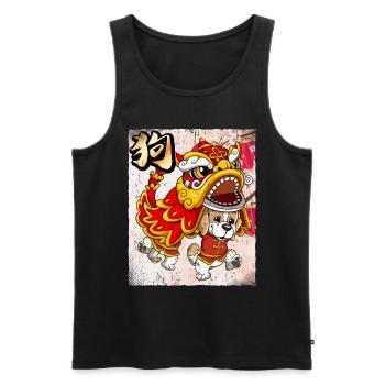 Year of the Dog Lunar New Year Chinese - Men's Premium Organic Tank Top - black - Front - Michal (187cm)