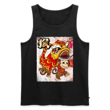 Année du Singe Nouvel An lunaire chinois - Débardeur bio Premium Homme - noir - Devant - AI Model Male 178 light (178cm)