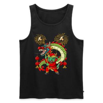 Année du Dragon Nouvel An lunaire chinois - Débardeur bio Premium Homme - noir - Devant - AI Model Male 178 light (178cm)
