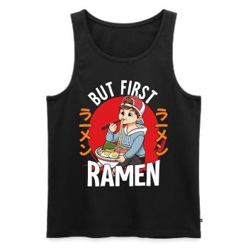 But First Ramen - Männer Premium Bio Tank Top - Schwarz - Vorne - Michal (187cm)