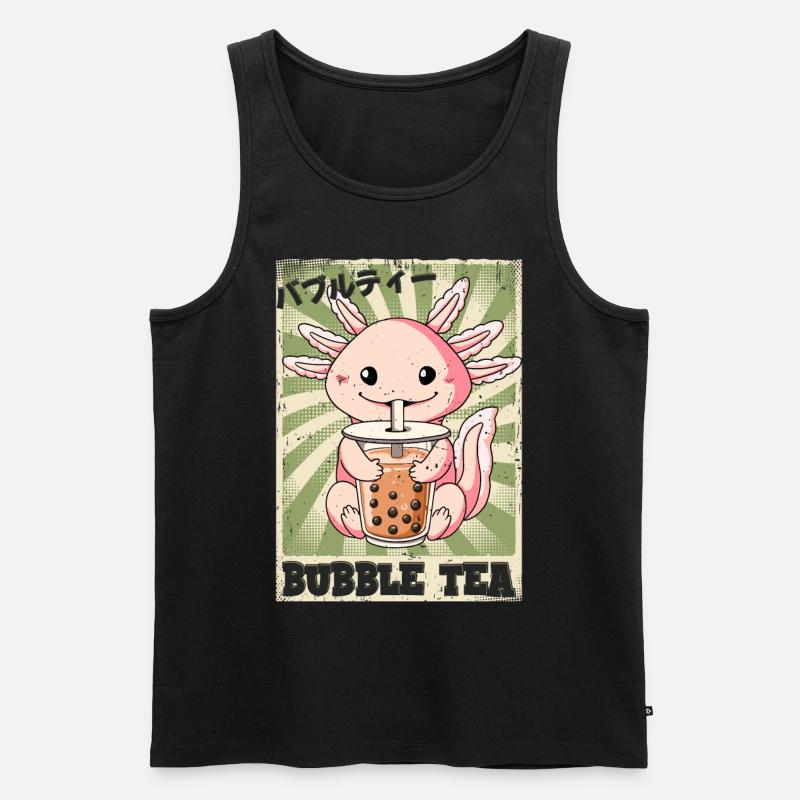 Boba Tea Axolotl Bubble Tea - Männer Premium Bio Tank Top - Schwarz