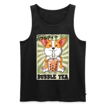 Boba Tea Corgi Dog Bubble Tea - Men's Premium Organic Tank Top - black - Front - Michal (187cm)