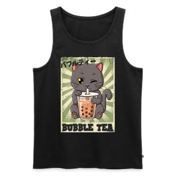 Boba Tea Katze Bubble Tea - Männer Premium Bio Tank Top - Schwarz - Vorne - AI Model Male 178 light (178cm)
