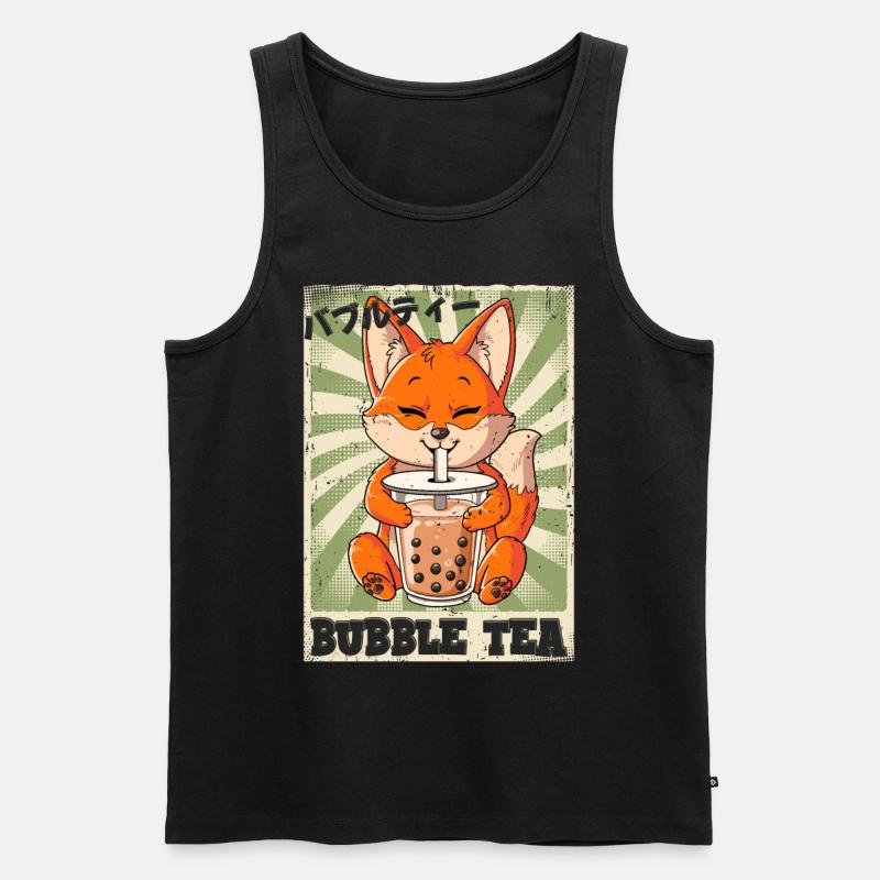 Boba Tea Fox Bubble Tea - Men's Premium Organic Tank Top - black
