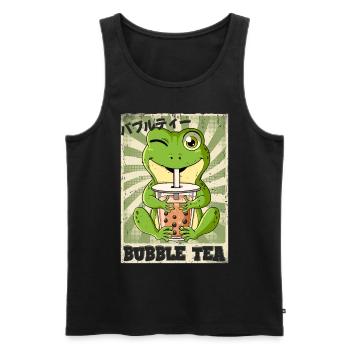 Boba Tea Frosch Bubble Tea - Männer Premium Bio Tank Top - Schwarz - Vorne - AI Model Male 178 light (178cm)