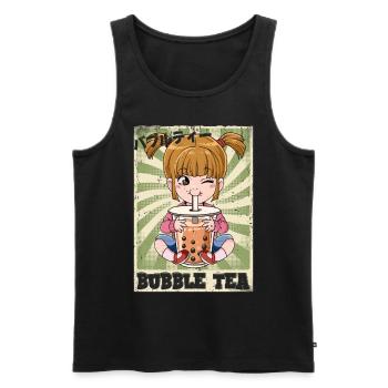 Boba Tea Mädchen Bubble Tea - Männer Premium Bio Tank Top - Schwarz - Vorne - AI Model Male 178 light (178cm)