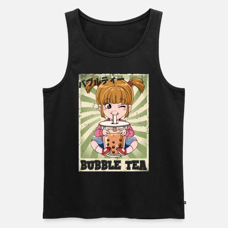 Boba Tea Mädchen Bubble Tea - Männer Premium Bio Tank Top - Schwarz