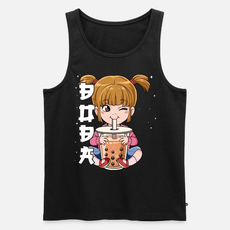 Boba Tea Mädchen Bubble Tea - Männer Premium Bio Tank Top - Schwarz