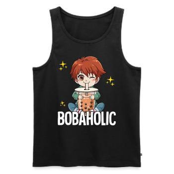 Bubble Tea Anime Boy Boba Tea Bobaholic - Débardeur bio Premium Homme - noir - Devant - Michal (187cm)