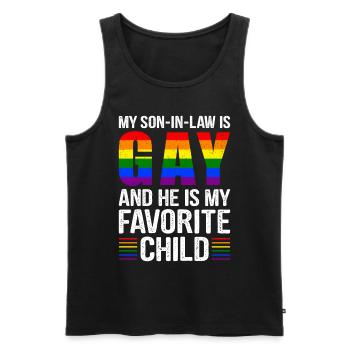 Mon gendre est gay et je l’aime - Débardeur bio Premium Homme - noir - Devant - Michal (187cm)