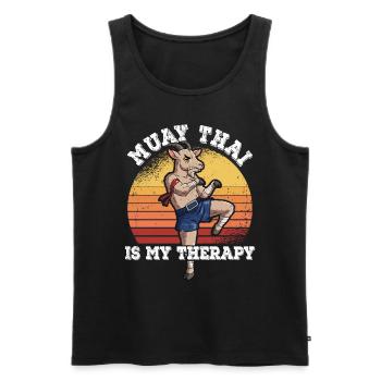 Le Muay Thai est ma thérapie - Débardeur bio Premium Homme - noir - Devant - Michal (187cm)