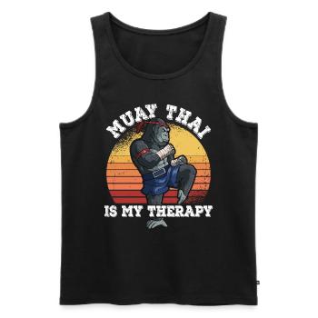 Le Muay Thai est ma thérapie - Débardeur bio Premium Homme - noir - Devant - Michal (187cm)