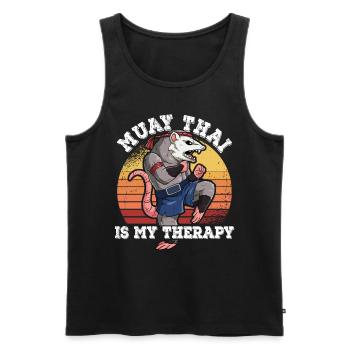Le Muay Thai est ma thérapie - Débardeur bio Premium Homme - noir - Devant - Michal (187cm)