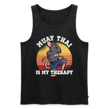 Le Muay Thai est ma thérapie - Débardeur bio Premium Homme - noir - Devant - Michal (187cm)